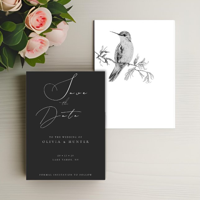 Watercolor Hummingbird Weding the Date Card (Criador carregado)
