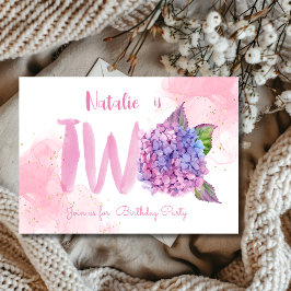 Watercolor hydrangea Segundo Convite de Aniversári