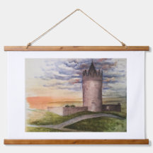 Watercolor Irish Castle in Doolin County Clare