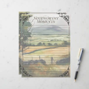 Watercolor Irish Countryside Looseleaf Note Sheet