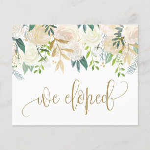 Watercolor Ivory Peony e Rosa Elopement Card