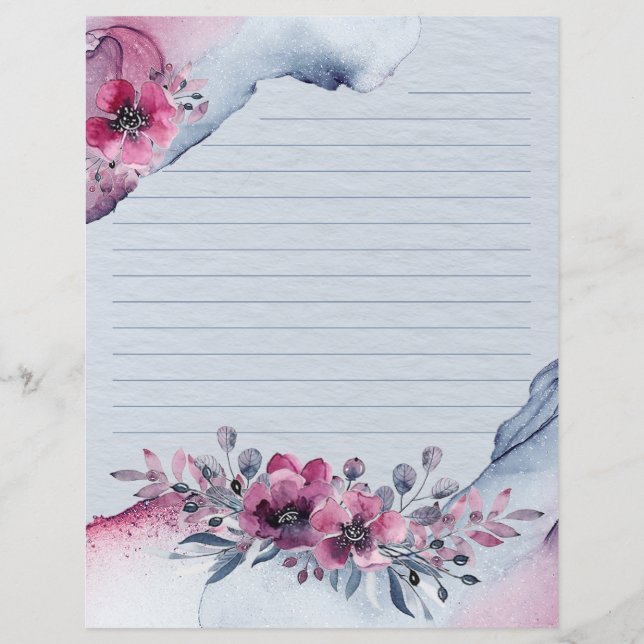 Watercolor Julia Floral Papel de carta (Frente)