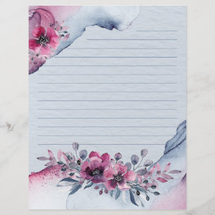 Watercolor Julia Floral Papel de carta