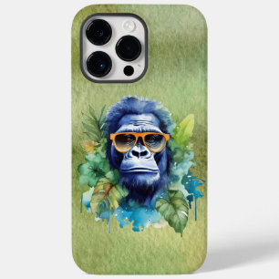 Watercolor Jungle Gorilla com óculos e folhas sola