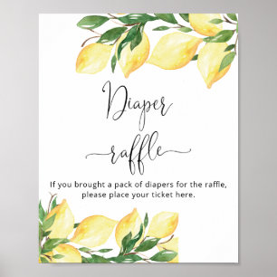 Watercolor Lemon Citrus Diaper Raffle Poster