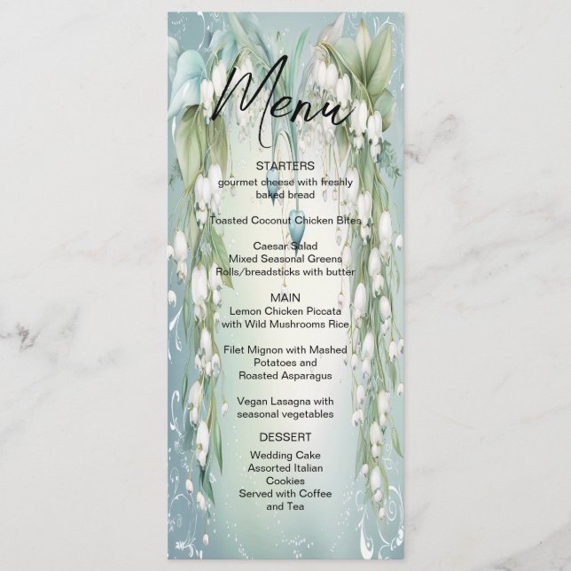 Watercolor Lily do menu Valley Wedding (Frente)