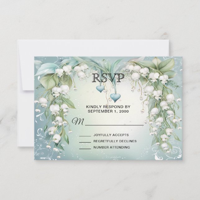 Watercolor Lily do vale RSVP Card (Frente)