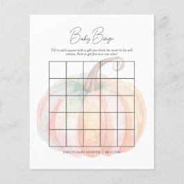 Watercolor Little Pumpkin Chá de fraldas Bingo