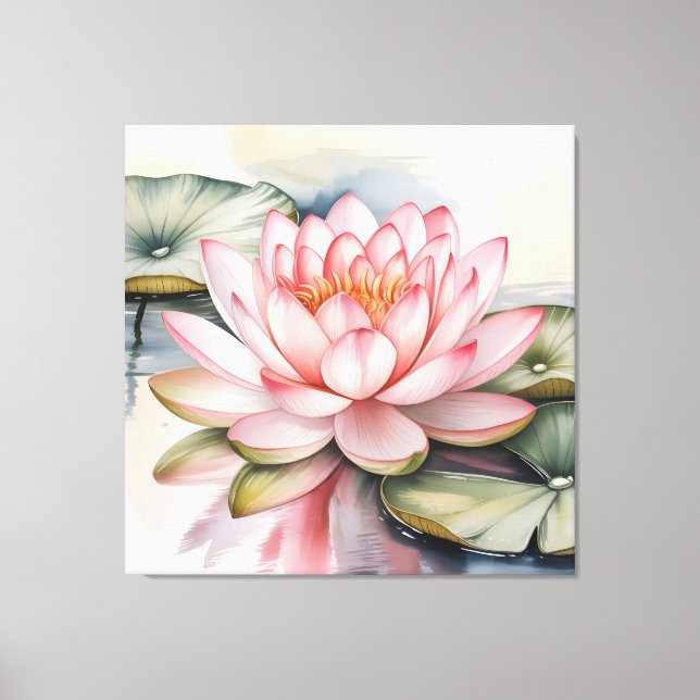 Watercolor Lotus Flower stretched Canvas Print (Frente)