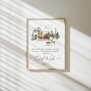 Watercolor Luke 2:11 poster verso da bíblia de Nat