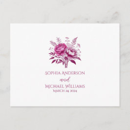 Watercolor Magenta Peony-RSVP-Casamento- Cartão Po