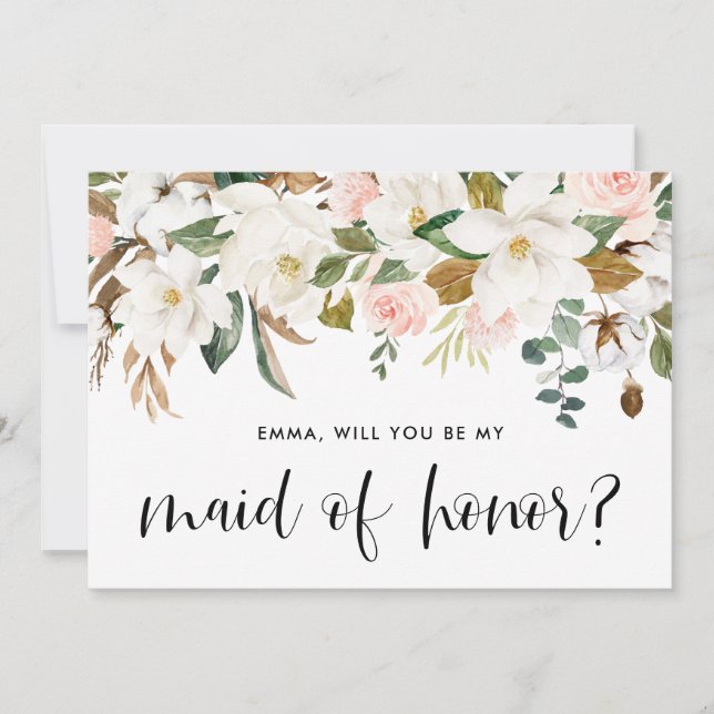 Watercolor Magnolia Cotton Garland Madrinha de cas (Frente)