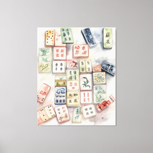 Watercolor Mahjong Art Impressão (Frente)