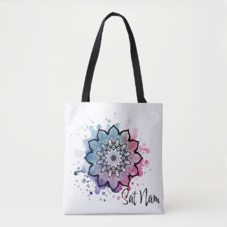Watercolor Mandala Sat Nam Tote Bag