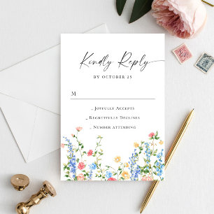 Watercolor Meadow Wildflower Bohemian Wedhén RSVP