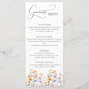 Watercolor Meadow Wildflower Weddflower Menu Gourm