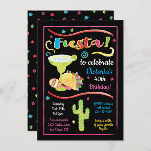 Watercolor Mexicano Fiesta Birthday Convite