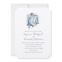 Watercolor Monograma Crest Convite de casamento