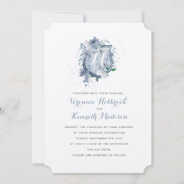 Watercolor Monograma Crest Convite de casamento