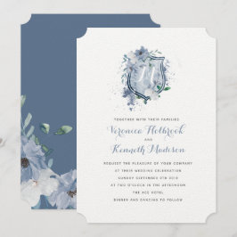Watercolor Monograma Crest Convite de casamento