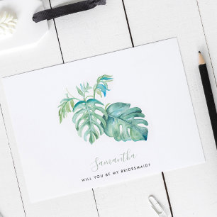 Watercolor Monstera Deixa Cartões De Ponta