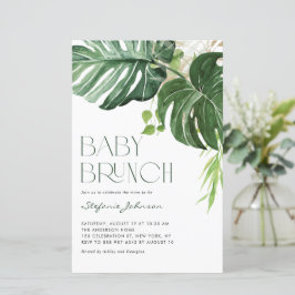 Watercolor Monstera Summer Baby Brunt Convite