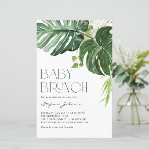 Watercolor Monstera Summer Baby Brunt Convite