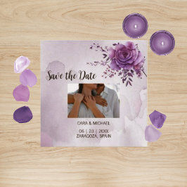 Watercolor Morada Salve o Cartão de Casamento de D