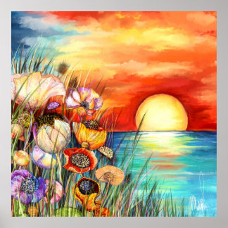 Watercolor Nature Sunrise Poster
