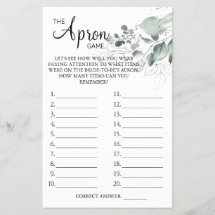 Watercolor O cartão de jogo do Chá de panela Apron