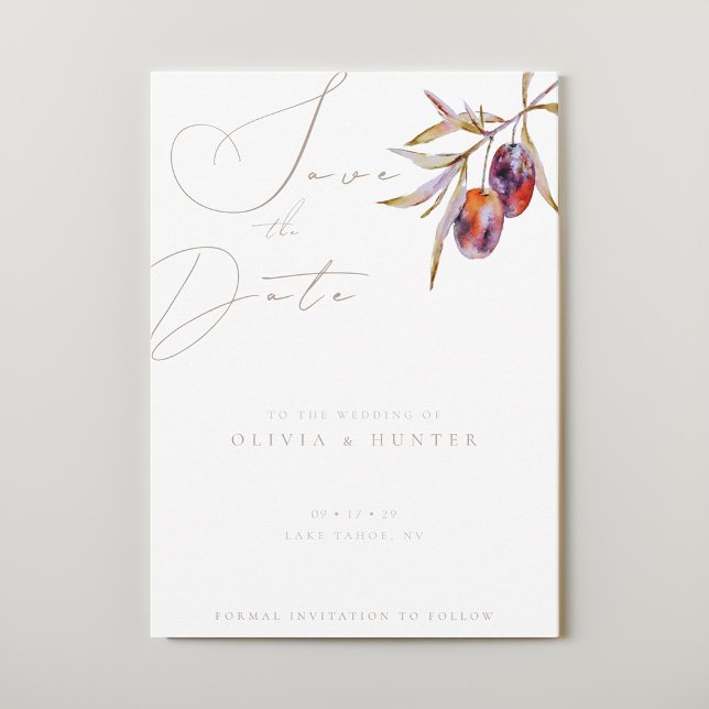 Watercolor Olive Branch Wedding Salvar o Cartão de (Criador carregado)
