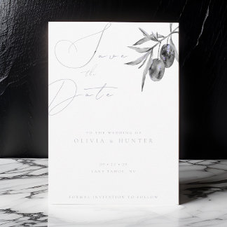 Watercolor Olive Branch Wedding Salvar o Cartão de