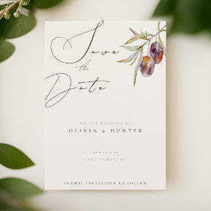 Watercolor Olive Branch Wedding Salvar o Cartão de