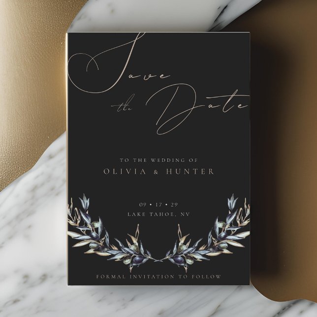 Watercolor Olive Branch Wedding Salvar o Cartão de (Criador carregado)