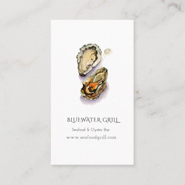 Watercolor Oyster Chef, restaurante cartão de visi (Frente)