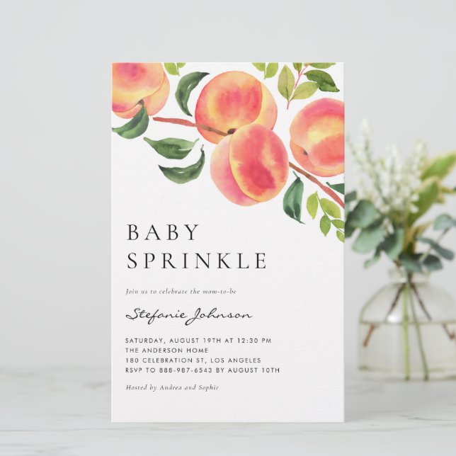 Watercolor Paches Summer Baby Sprinkle Convite (Em pé/Frente)