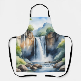 Watercolor painted waterfall