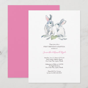 Watercolor Páscoa Coelhinhos Convites Meninas Aniv