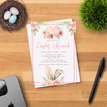 Watercolor Pastel Bunny Ears Floral Páscoa Brunch