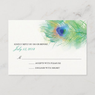 Watercolor Peacock Feather Weding RSVP