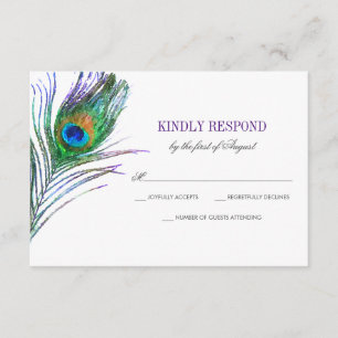 Watercolor Peacock Feather Weding RSVP