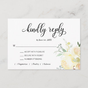 Watercolor Pink Beige Floral Weding RSVP   MENU