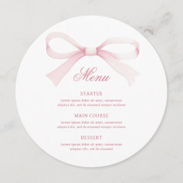 Watercolor Pink Bow Round Menu
