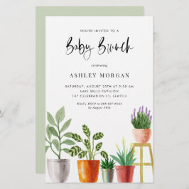 Watercolor Plantas Potentes Baby Brunch Convite