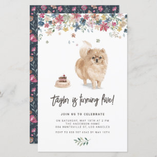 Watercolor Pomeranian Dog Birthday Invent