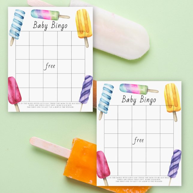 Watercolor Popsicle Baby Bingo game (Criador carregado)