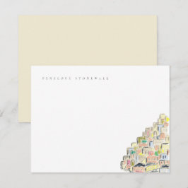 Watercolor Positano Itália Cartão de Nota Pessoal