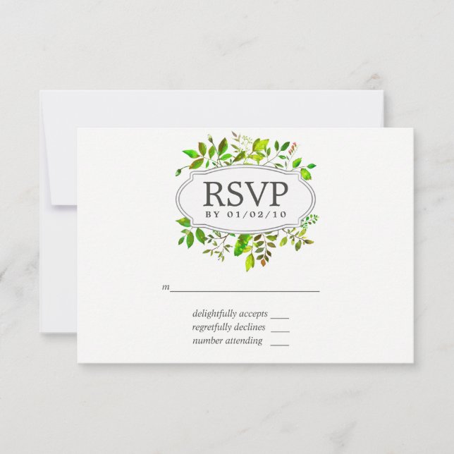 Watercolor Primavera Foliage Wedding RSVP (Frente)
