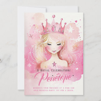 Watercolor Princesa Fantasy Convite Aniversário