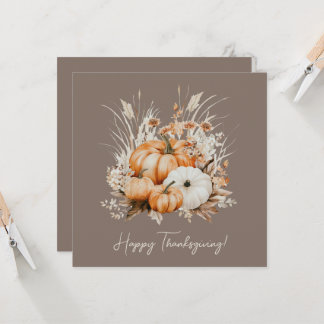Watercolor Pumpkins Grass Seco Feliz Ação de Graça